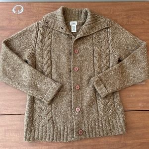 L.L. Bean Brown Cable Knit Cardigan Sweater
